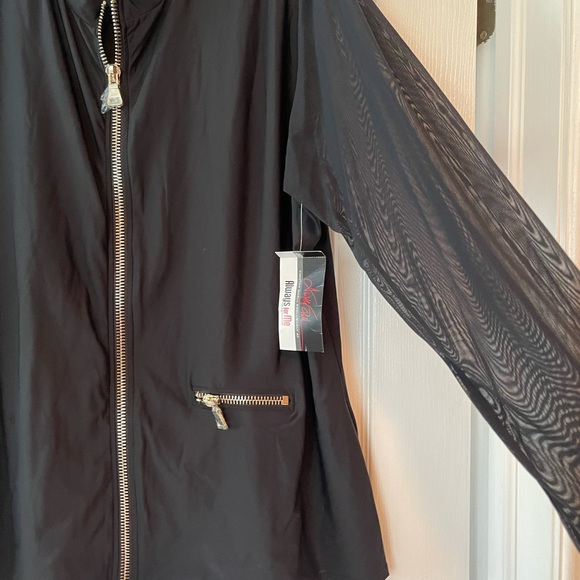 Black Blouse with zipper detail. Size 26 - Picture 2 of 4